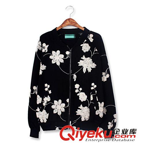 2014秋季新款韓國stylenanda刺繡花朵玫瑰撞色夾克外套風(fēng)衣女原始圖片2