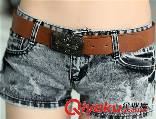歐洲站2014夏季新款女裝 性感無(wú)彈百搭水洗牛仔短褲 熱褲原始圖片3