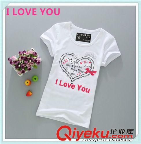 訂做夏裝新款女T恤圓領短袖半袖純棉修身女T恤印花簡約學生裝原始圖片2
