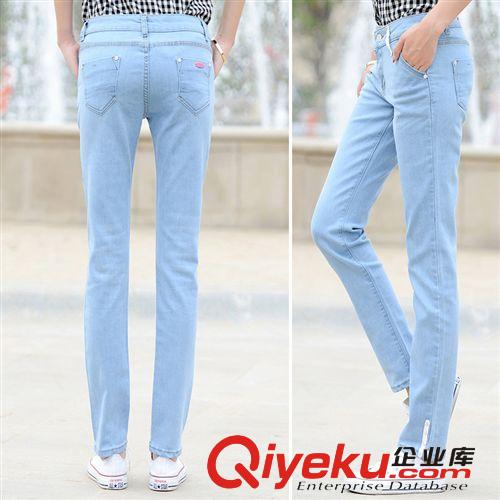 夏季新款淺色修身鉛筆牛仔褲 2014女士九分褲廠家批發(fā)原始圖片2