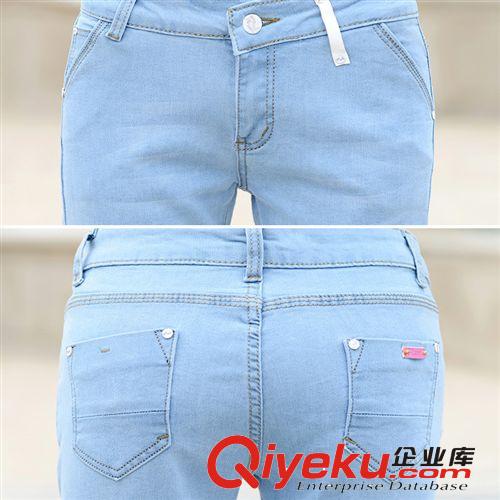 夏季新款淺色修身鉛筆牛仔褲 2014女士九分褲廠家批發(fā)原始圖片3