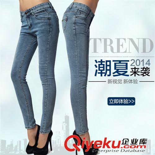 2014夏季新款百搭顯舊牛仔褲 經典藍九分褲修身鉛筆褲批發