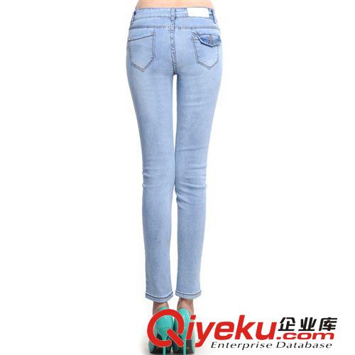 2014春夏季清新韓范鉚釘破洞組合修身九分女牛仔褲批發(fā) 廠家實(shí)拍原始圖片3