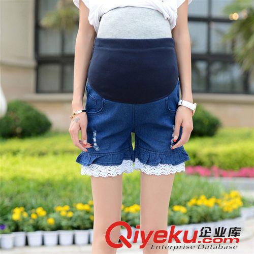 2014時尚新款蕾絲花邊托腹可調(diào)節(jié)帶孕婦褲 休閑居家孕媽短褲批發(fā)原始圖片2