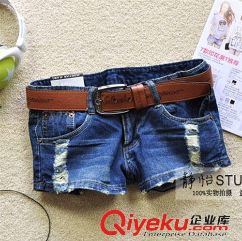 2014新款牛仔短褲女夏季顯瘦韓版破洞熱褲女式寬松短褲子一件代發原始圖片2