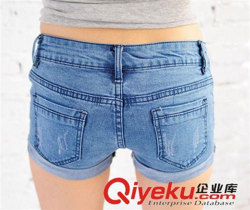 2014夏新款韓版女裝 全棉牛仔褲熱褲子 割爛破洞牛仔短褲直批發(fā)原始圖片3