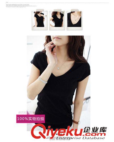 新款圓領短袖女T恤 夏裝韓版修身緊身大碼女裝上衣潮t恤一件代發