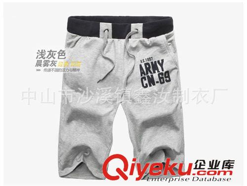 廠家定制2014新款直筒中腰時尚都市無腰帶系繩閉襟休閑七分男士褲原始圖片3