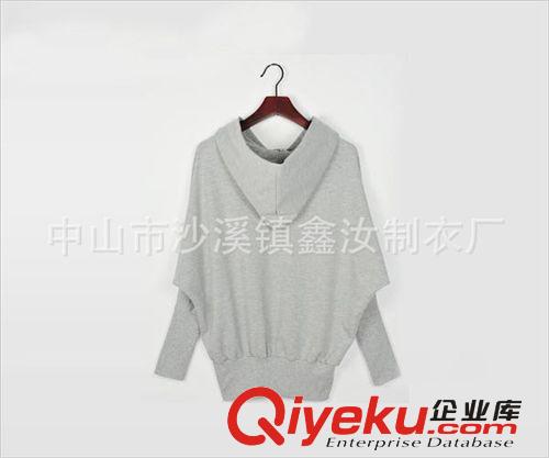 廠家定制2014新款韓版春裝女款純色連帽拉鏈蝙蝠袖學(xué)生外套原始圖片2