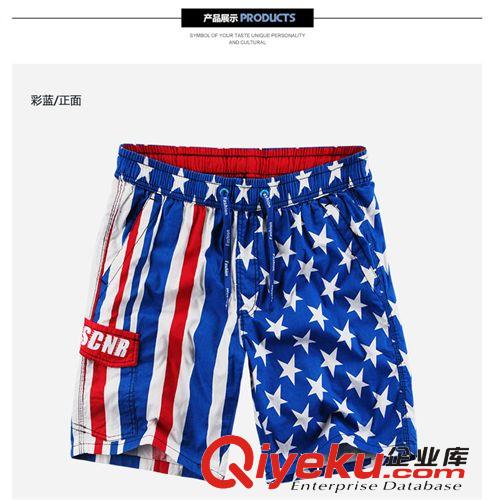 廠家定制2014新款潮男必備純棉休閑條紋沙灘短褲原始圖片2
