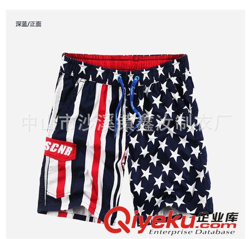 廠家定制2014新款潮男必備純棉休閑條紋沙灘短褲原始圖片3