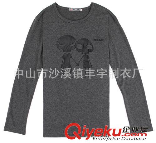 廠家生產(chǎn)訂做，潮男秋裝、字母加圖案、長袖男T 恤。原始圖片3