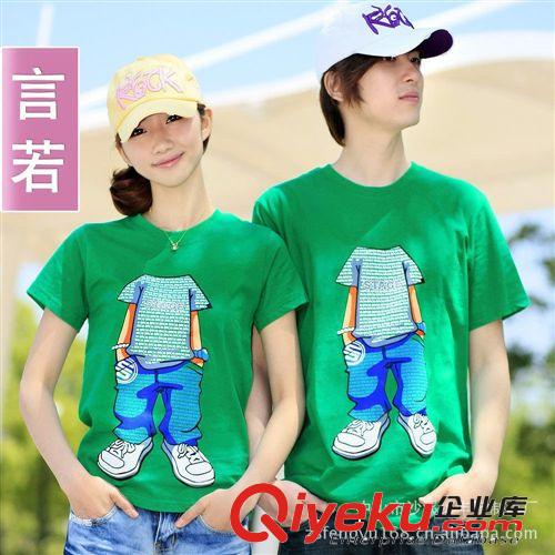 廠家生產(chǎn)訂做，休閑、短袖、印花/字母、情侶T恤。原始圖片2