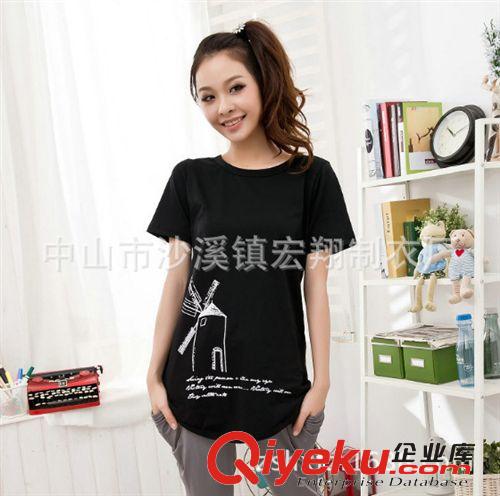 【大量供應(yīng)】韓版寬松女裝polo衫 無領(lǐng)女裝polo衫 印花女裝polo衫原始圖片3