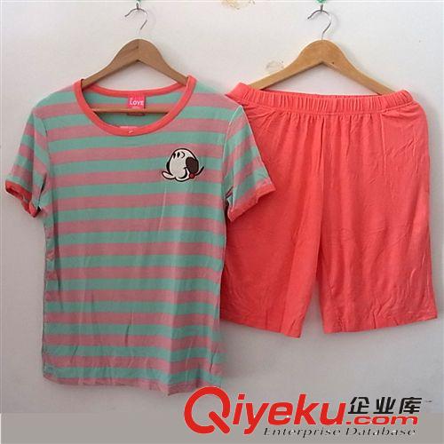 夏季睡衣套裝女士夏季莫代爾短袖韓版可愛卡通睡衣家居服兩件套裝原始圖片2
