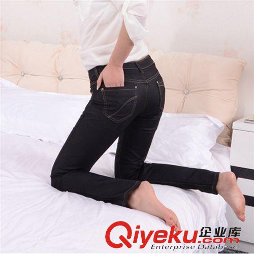 牛仔褲女顯瘦修身小腳鉛筆褲韓版中腰牛仔褲歐洲站女裝一件代發原始圖片2