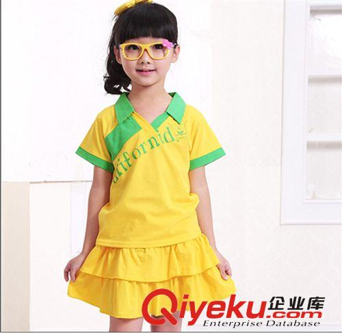 2014夏款幼兒園園服套裝夏季兒童校服短袖翻領套裝廠家定制原始圖片2