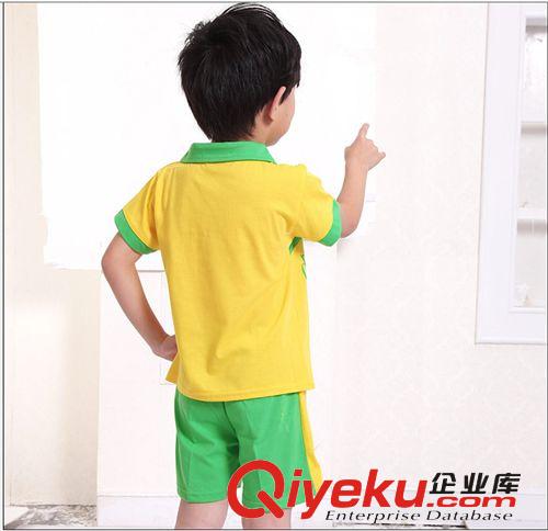 2014夏款幼兒園園服套裝夏季兒童校服短袖翻領套裝廠家定制原始圖片3
