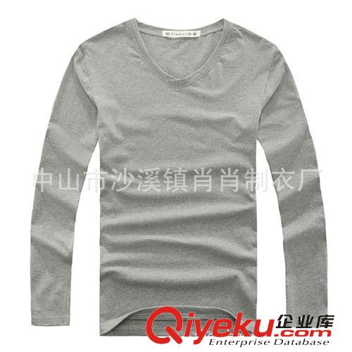 廠家供應(yīng)春裝新款男士修身長(zhǎng)袖t恤韓版純棉體恤 男裝打底T恤衫原始圖片3