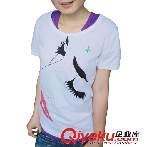 供應(yīng)夏裝韓版女式短袖T恤 圓領(lǐng)女式短袖T恤 集體班服訂做