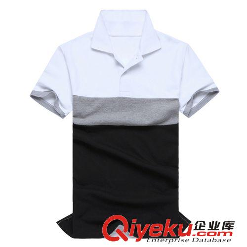 2014韓版潮流拼色男裝翻領(lǐng)T恤，廠家生產(chǎn)，歡迎來樣來圖定做！原始圖片2
