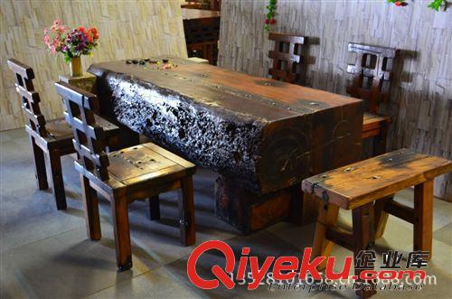 地中海古船木2米大班臺茶桌會所酒店茶莊老船木家具廠家直銷ZXR38原始圖片3