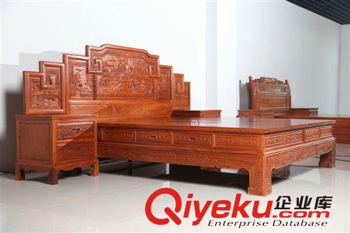 常州紅木家具廠 非洲黃花梨 步步高升大床 紅木家具 臥室家具原始圖片2