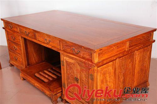 億諾 非洲黃花梨 古典 豪華版 2.8米 山水辦公桌 紅木家具原始圖片3