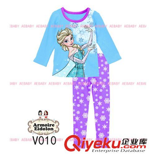 现货AE童装外贸家居服冰雪disney空调服frozen公主童套装睡衣