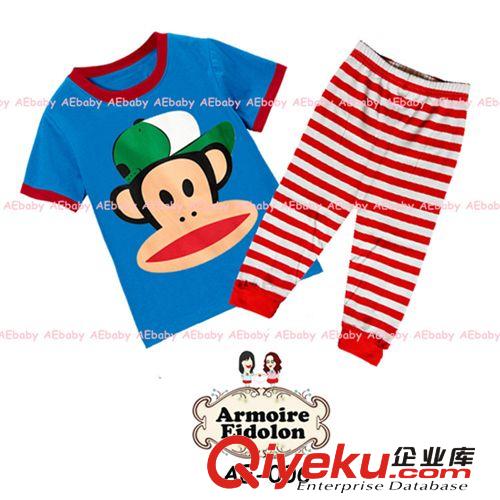 2014tj春夏外貿(mào)aebaby兒童家居服純棉麥昆童套裝韓國短袖睡衣