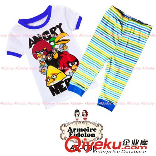 2014tj春夏外貿(mào)aebaby兒童家居服純棉麥昆童套裝韓國短袖睡衣