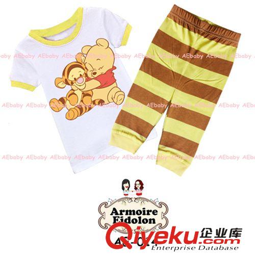 2014tj春夏外貿(mào)aebaby兒童家居服純棉維尼熊童套裝跳跳虎睡衣