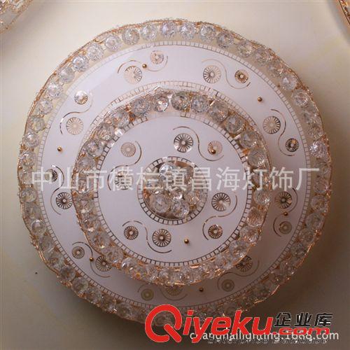 中山燈具廠家直銷 后現(xiàn)代高光LED客廳吸頂黃色圓形水晶燈S金色原始圖片2