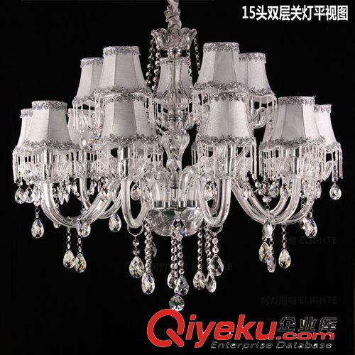 水晶吊燈具歐式水晶燈吊燈飾客廳臥室簡約創意藝術復式雙層燈1518原始圖片3