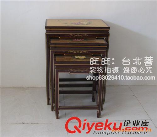 田園家具 中式組合 漆器金箔 手繪彩繪 花幾/花架c012原始圖片3