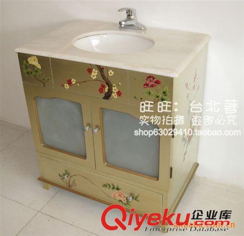 中式家具 組合家具 漆器銀箔 手繪彩繪 兩門面盆/洗手盆c067