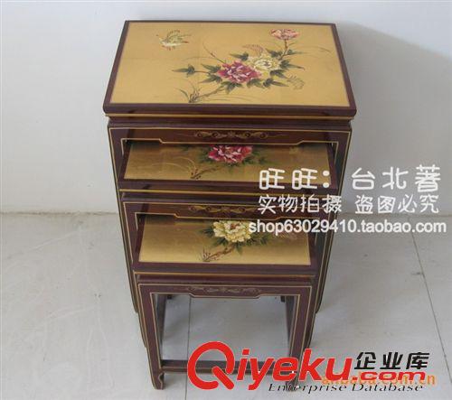 田園家具 中式家具 組合 漆器金箔 手繪彩繪 花幾/花架c012