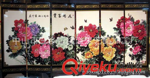 花開富貴屏風 漆器臺屏 辦公室臺屏 精美禮品 工藝禮品工藝畫臺屏