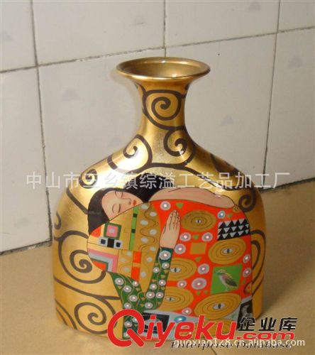 工藝陶瓷 漆畫陶瓷 花瓶 花插 家居飾品 酒店餐廳賓館擺設(shè)工藝品