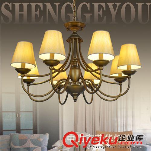 美式鄉(xiāng)村吊燈 客廳餐廳臥室燈具 外貿(mào)出口鐵藝復(fù)古燈飾原始圖片2