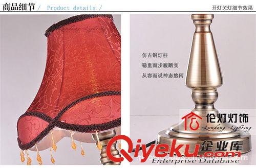 【新品特惠】倫燈燈飾燈具 臺燈歐式仿古布藝田園臺燈臥室床頭燈原始圖片3