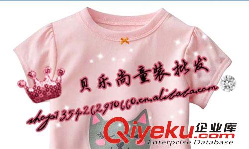 廠家直銷！外貿童裝2013夏季熱銷新款全棉卡通 貓咪圖案女童T恤原始圖片2