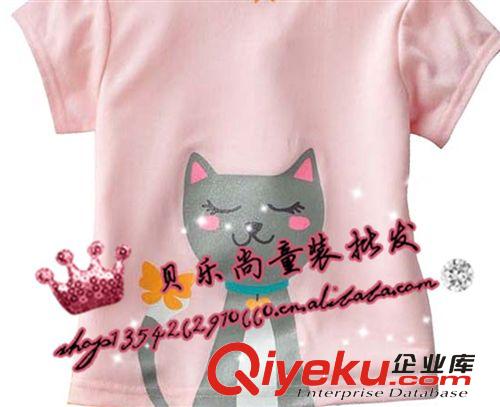 廠家直銷！外貿童裝2013夏季熱銷新款全棉卡通 貓咪圖案女童T恤原始圖片3
