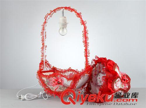 紅色花臺燈批發(fā)床頭燈書房臥室燈結(jié)婚溫馨浪漫布藝燈具燈飾LHT021原始圖片3
