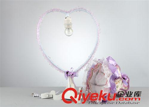 紫色心臺燈批發(fā)床頭燈書房臥室燈結婚溫馨浪漫布藝燈具燈飾LHT020原始圖片3