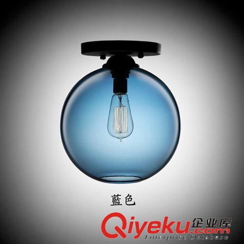 美式鄉村藝術玻璃吸頂燈 北歐酒店吧臺/家裝臥室書房陽臺玄關燈飾原始圖片2