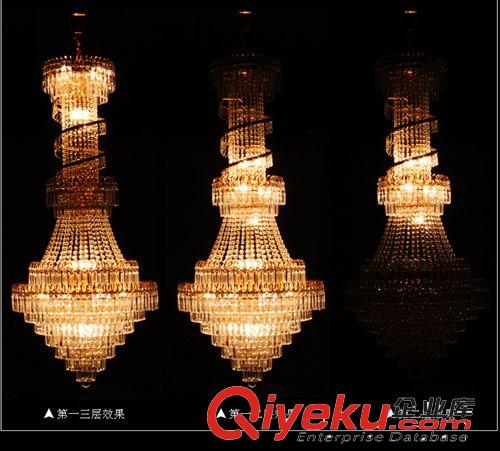 樓梯燈復(fù)式客廳吊燈別墅吊燈酒店大吊燈工程大型長吊金色水晶燈原始圖片3