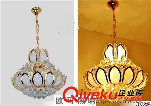 金色蓮花瓣傳統(tǒng)水晶燈具 創(chuàng)意餐廳客廳飯廳吊燈 酒店工程燈飾原始圖片3