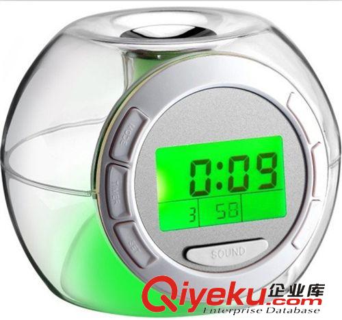 LED七彩創(chuàng)意蘋果鐘 變色多功能鬧鐘 自然聲溫度感應(yīng)時鐘原始圖片3