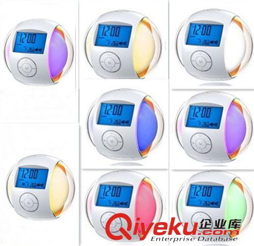 七彩自然聲音鐘控收音機(jī) 創(chuàng)意鬧鐘 臥室床頭鬧鐘